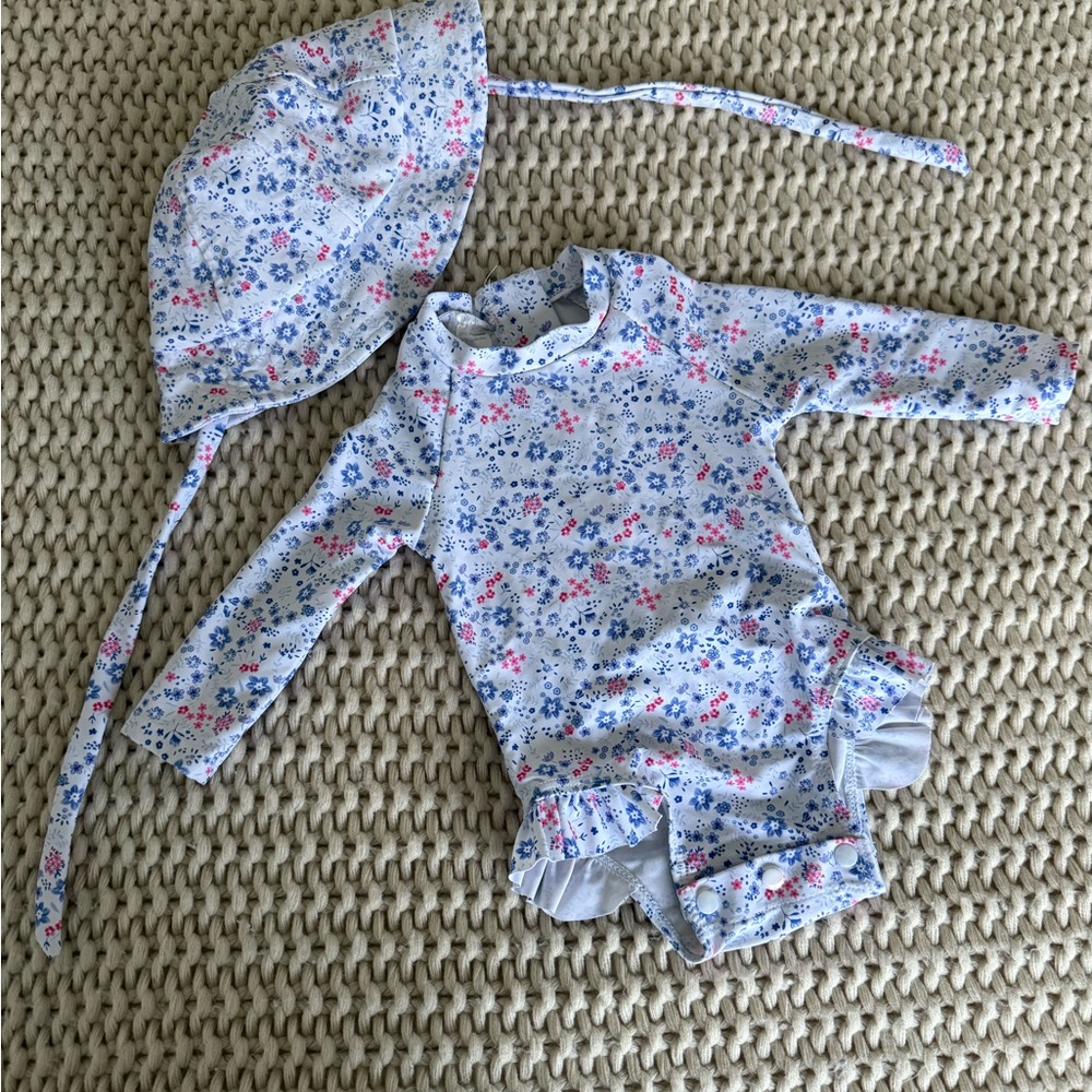 Floral Kids Swim One Piece with Hat